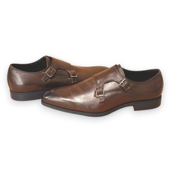 BOSS Colby Double Monk Strap Dress Shoes Brown Leather 10.5M Round Toe MSRP $199 - Picture 4 of 4